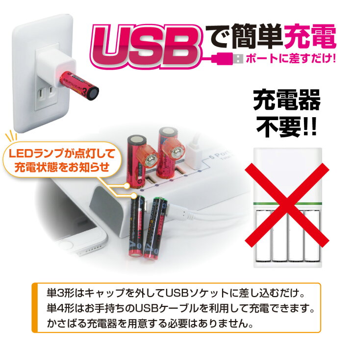 楽天市場】【1000回使える捨てない電池】乾電池 充電池 単3 単3電池 単  
