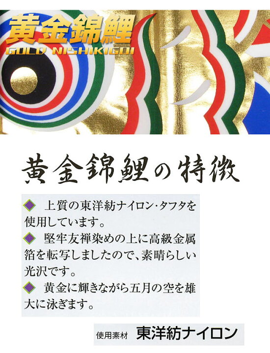 楽天市場】【送料無料】黄金に輝くうろこ☆黄金錦鯉 五色吹流 2M 