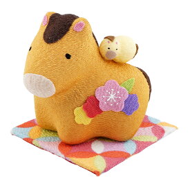 リュウコドウ（龍虎堂） ちりめん 花親子 午 （小） R-48　和雑貨/お正月/干支/午年/令和8年/2026年/置物/縁起物/開運/ちりめん/うま年