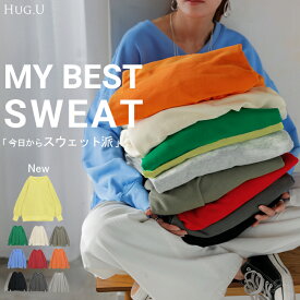 【1000円OFFクーポン】 スウェット チュニック 綿100 レディース トップス ロング トレーナー オーバー プルオーバー 無地 ドルマン Vネック ボリュームスリーブ リブ オーバーサイズ 体型カバー 大きいサイズ カジュアル レイヤード 黒 白 秋 冬 HUG.U