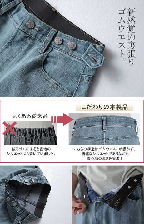 楽天市場 新 感 覚 穿いていて疲れない デニム 一部10月中旬入荷 パンツ デニムパンツ レディース ワイドパンツ ワイド 大きいサイズ ジーンズ ジーパン ボトム 体型カバー ボトムス ストレート ズボン ゆったり ハイウエスト ゴム ストレッチ 秋 冬 小さいサイズ