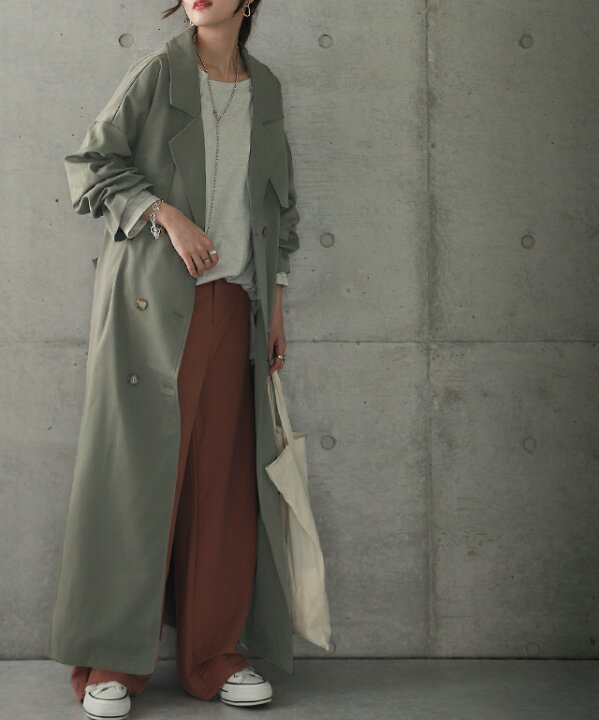 楽天市場 超ロング丈 こなれトレンチ 一部10月上旬入荷 コート トレンチコート トレンチ レディース アウター ロング ロングコート マキシ オーバーサイズ 大きいサイズ ビッグ シンプル マキシ ロングトレンチ ライトアウター ベージュ きれいめ 羽織 黒 秋 冬 Hug