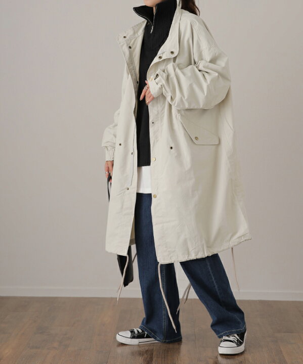 楽天市場 旬の オーバーサイズ ミリタリー コート 一部1月中旬入荷 ミリタリー ライトアウター アウター ゆったり ロング マウンテンパーカー ビッグ レディース ミディアム ジャケット モッズコート ブルゾン 大きいサイズ オーバーサイズ カーキ ブラック 秋 冬