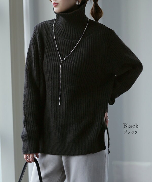 楽天市場】「 着ぶくれない ニット 」タートルネック 【即納】 体型  