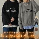 SNS映え確定。「 おしゃロゴ 」ニット ロゴ ロゴニット 体型カバー 大人 クルーネック プルオーバー レディース セーター トップス スリット 長袖 丸首 レイヤード チュニック お尻が隠れる ゆったり 長め ジャガード リブ ブラック 青 秋 冬 HUG.U