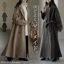 2025AW新作 コート チェスターコート フレア アウター チェスター レディース ロング ロングコート トレンチ トレンチコート オーバー Vネック ゆったり 羽織 きれいめ オーバーサイズ 大きいサイズ 体型カバー あったか 通勤 お尻が隠れる 黒 ベージュ 秋 冬 HUG.U