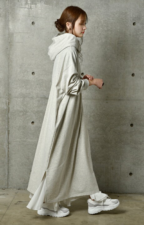 楽天市場 ワンピース ロングワンピース スリットワンピース 一部11月上旬入荷 パーカーワンピース レディース マキシワンピース ロングワンピ ワンピ 長袖 体型カバー ロング 無地 指穴 トレーナー スウェット パーカーワンピ スリット 大きいサイズ 秋 冬 プル