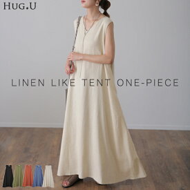 冬。一枚で着たい” リネン 風” 綿 ワンピース レディース ワンピ マキシ ロング ロングワンピース ロングワンピ テントワンピ−ス タンクトップ ノースリーブ マキシワンピース マキシワンピ 体型カバー 大きいサイズ きれいめ 黒 秋 冬 HUG.U