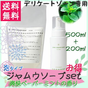 【送料無料・200mlボトル+詰替え500mlの割引セット】デリケートゾーンケア|ジャムウ・リキッドソープ(爽快ペパーミントの香り)臭い、黒ずみ、かゆみで悩んでる女子専用デリケートゾーンソープ
