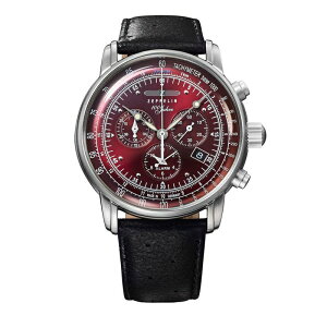 【月末限定P5倍】正規品 ZEPPELIN ツェッペリン 腕時計 メンズ Special Edition 100 Years〈100周年記念〉クロノグラフアラーム レッド シルバー ブラウンレザーベルト 50本限定 ZE8680-5-BK-NA