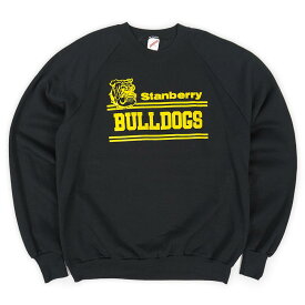 未使用 デッドストック DEADSTOCK 90s 90年代 Stanberry BULLDOGS プリントスウェット MADE IN USA アメリカ製 ラグラン ブルドッグス JERZEES ヴィンテージ ビンテージ VINTAGE 古着 トレーナー BLACK ブラック 黒 XL【中古】