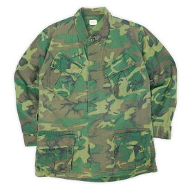 米軍実物 US.ARMY 60s 60年代 ジャングルファティーグジャケット ERDL 4th ミリタリー 軍物 迷彩 USA ヴィンテージ アメリカ 古着 メンズ コート ジャケット グリーンリーフカモ M-R【中古】
