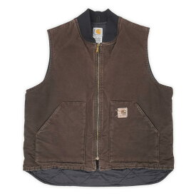 カーハート Carhartt 00s 2000年代 ダックベスト DKB ビッグサイズ 定番 フェード WIP ワーク USA アメリカ ヴィンテージ 古着 メンズ ベスト・ジレ ダークブラウン XL【中古】