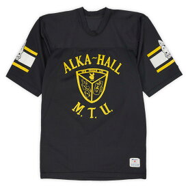 チャンピオン Champion 80s 80年代 クルーネック フットボールTシャツ ゲームシャツ メッシュ MADE IN USA アメリカ製 旧タグ 珍品 ヴィンテージ 古着 メンズ カットソー ブラック 黒 M【中古】