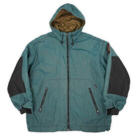 コロンビア Columbia 90s 90年代 CONVERT コンバート パディング フーディージャケット パーカー アウトドア オールド USA ヴィンテージ 古着 メンズ コート ジャケット ブルーグリーン ブラック L【中古】