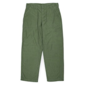 米軍実物 US.ARMY 70s 70年代 コットンサテン ベイカーパンツ ミリタリー 定番 官給 放出 USA ヴィンテージ アメリカ軍 古着 メンズ ズボン パンツ OG-107 / オリーブグリーン W34 L29【中古】