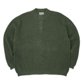 エディーバウアー Eddie Bauer 00s 2000年代 Y2K ハーフジップ コットンニット 珍品 アウトドア 無地 USA アメリカ ヴィンテージ 古着 メンズ ニット セーター オリーブ系 XXL【中古】