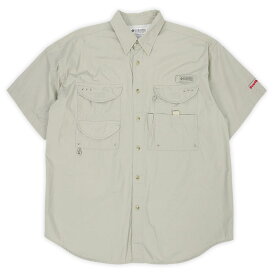 コロンビア Columbia 00s 2000年代 半袖 フィールドシャツ 企業ロゴ 刺繍 PFG マルチポケット オールド USA ヴィンテージ アメリカ 古着 メンズ シャツ ライトベージュ M【中古】