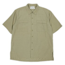 コロンビア Columbia 00s 2000年代 半袖 レギュラーカラー レーヨンシャツ 珍品 GRT PFG ショートスリーブ オールド USA ヴィンテージ アメリカ 古着 メンズ シャツ ベージュ系 チェック柄 M【中古】
