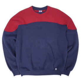 ラッセル RUSSELL 90s 90年代 バイカラースウェット 2トーン フットボール 珍品 MADE IN USA アメリカ製 ヴィンテージ ビンテージ 古着 メンズ スウェット・トレーナー レッド×ネイビー XL【中古】