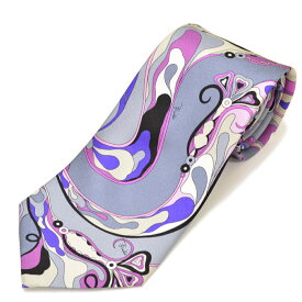 EMILIO PUCCI エミリオプッチ メンズ プッチ柄シルクネクタイ (サイズ剣幅8.5cm)eep22s001 JI784-2 PURPLE パープル系