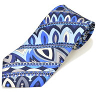 EMILIO PUCCI エミリオプッチ メンズ プッチ柄シルクネクタイ (サイズ剣幅8.5cm)eep22s017 JI790-1 NAVY …