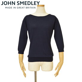 JOHN SMEDLEY ジョンスメドレー レディース 7分袖ボートネックニット サイズ/S/M/L/ ejd20s502 CASSANDRA ネイビー