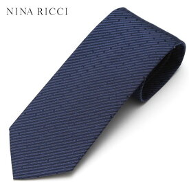 NINA RICCI ニナ リッチ メンズ ストライプドット柄シルクネクタイ サイズ剣幅7.5cm enr17s010 E7752-3 (004-1)：ネイビー