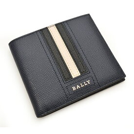 BALLY バリー 二つ折り財布 レザー ロゴ eba094 TONETT US ID.LT 17 NEW BLUE ネイビー系