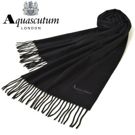 マフラー アクアスキュータム Aquascutum ストール メンズ/レディース カシミヤ サイズ180cm×37cm 中判 eam17w103 AQS80/900：ブラック