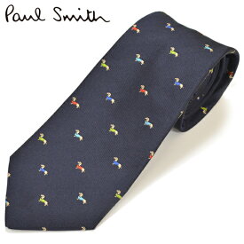 ネクタイ ポールスミス Paul Smith メンズ ドッグ柄 犬柄 シルク サイズ剣幅8cm eps18w007 FLU31-47 GLU31-47 ネイビー