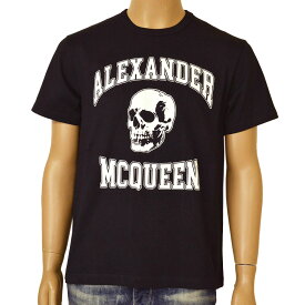 Alexander McQueen アレキサンダー マックイーン メンズ 2024年SS春夏新作 半袖ロゴプリントTシャツ iyaq24s005 759442 QTAAW 0520 BLACK/WHITE ブラック