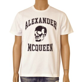 Alexander McQueen アレキサンダー マックイーン メンズ 2024年SS春夏新作 半袖ロゴプリントTシャツ iyaq24s006 759442 QTAAW 0909 WHITE/BLACK ホワイト