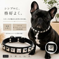 犬の首輪 本革 サドルレザー ピラミッドスタッズ付き 2cm幅 小型犬 中型犬 本革 おしゃれ 丈夫