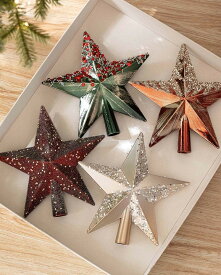 クリスマスツリー装飾 ツリートップスター オーナメント 【20cm 大きめサイズ】 五芒星 キラキラ 北欧風 クリスマスパーティー用 ギフト プレゼント 緑 ワイン