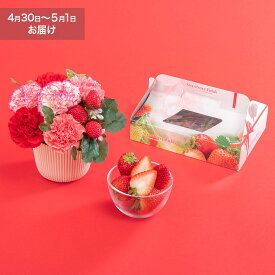 母の日 【4/30-5/1 早期お届け限定】いちご「古都華」2パックと赤ピンク系アレンジメントのセット 日比谷花壇 【モール限定】2026 母の日 花 ギフト フルーツ 50代 60代 70代 フルーツセット プレゼント 義母 母の日カード付き 送料無料