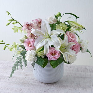 お供え 花 お供え用 アレンジメント「メモリア」 日比谷花壇 お供え花 供え花 供花 法事 仏事 喪中 お彼岸 仏花 お悔み 命日 生花 一周忌 告別式 お通夜 四十九日 メッセージカード