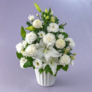 お供え 花 お供え用 アレンジメント「月明り」 日比谷花壇 お供え花 供え花 供花 法事 仏事 喪中 お彼岸 仏花 お悔み 命日 生花 一周忌 告別式 お通夜 四十九日 メッセージカード