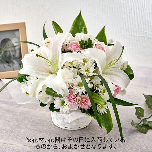 楽天市場 日比谷花壇 お供え花 おまかせアレンジメント 白 ピンク系 お供え 生花 枕花 花 供花 供養花 お供え物 故人 命日 お盆花 お盆 初盆 花束 送料無料 お悔やみ 仏事 法事 一周忌 三回忌 七回忌 法要 フラワーアレンジ 日比谷花壇