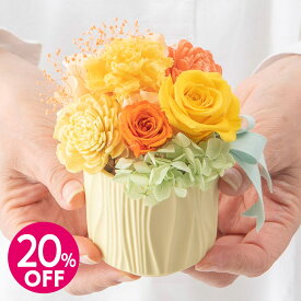【スーパーSALE特別割引】20%OFF！誕生日 花 プリザーブドフラワー アレンジメント「ボヌール・ジャルダン」(イエローオレンジ系)【モール限定】【送料無料】 日比谷花壇 ギフト プレゼント お祝い 記念日 彼女 プレゼント 自宅用 花 インテリア