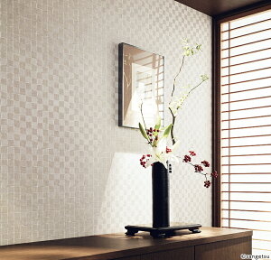 国産壁紙 のり付き壁紙/サンゲツ FE76541 ( TH32852 ) / 汚れ防止 抗菌 不燃 防カビ / 和モダン 和柄 和風 和紙 / 市松模様 織物 象牙 亜麻 灰汁 / アイボリー ベージュ / 天井やアクセントに