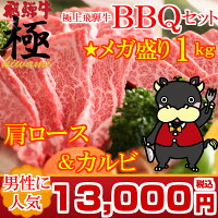 岐阜
【バーベキューセット】ＴＨＥ焼肉
★メガ盛り1ｋｇ　肩ロース＆カルビＢＢＱセット飛騨牛のおいしさを堪能～満足の7～8人前　
【日曜営業】 【土曜営業】おうち割 ふっこう福袋 復袋 お取り寄せグルメ 観光地応援 高級食材料