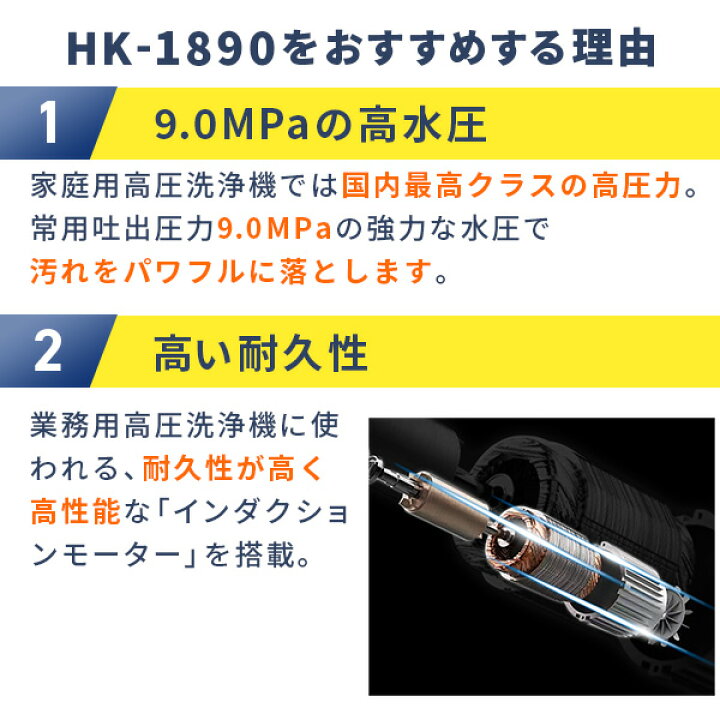 楽天市場】ヒダカ 家庭用 高圧洗浄機 静音 HK-1890 コンパクト 東日本 