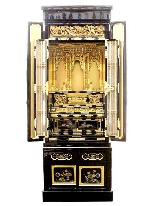 □5973□美品□お仏壇 仏壇 仏具付き 金 ゴールド 幅約67cm 精抜き済み 