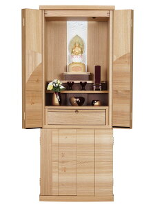 モダン仏壇・リスン203 台付き 40-15号【仏壇】内部の彫刻された桜が和の雰囲気を出す人気のデザイナーズ仏壇