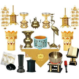 真宗 大谷派 仏具セット【金仏壇・唐木仏壇 台付用 中サイズ】ひだまり仏壇が独自にセレクトした真宗 大谷派のオリジナル仏具セットで金仏壇・唐木仏壇の下台付きの45号以上のサイズに最適な仏具セット