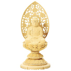 仏像・座釈迦（総白木 丸台座） 1.8寸（高さ：18.0cm）