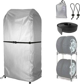 タイヤラックカバー 屋外 防水 8本収納 タイヤ保管カバー 420D 厚手 タイヤカバー 紫外線カット 劣化 汚れ防止 防埃 防雨 耐久 収納袋付き タイヤ収納