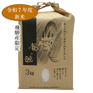 【令和7年 新米 順次発送】龍の瞳 新米 送料無料 飛騨産 3kg こだわりの飛騨産です! ギフト プレゼント 御礼 お礼 誕生日 御祝い お祝 贈答品 内祝 岐阜 ぎふ 満点☆青空レストラン
