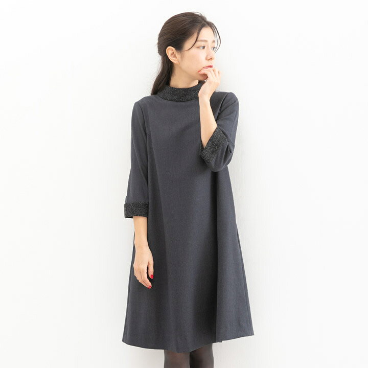 楽天市場 ブティックひでき スタンドカラー テントライン ワンピース 秋冬 7号 15号 オーダーメイド ヨーロッパ服地のひでき